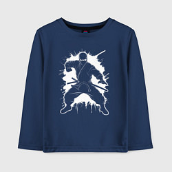 Лонгслив хлопковый детский Ниндзя в стойке, цвет: тёмно-синий