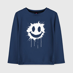 Лонгслив хлопковый детский Смайл белой краской, цвет: тёмно-синий