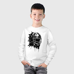 Лонгслив хлопковый детский Чёрная хоккейная маска, цвет: белый — фото 2