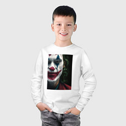 Лонгслив хлопковый детский Джокер - Хоакин Феникс, цвет: белый — фото 2