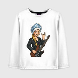 Лонгслив хлопковый детский Снегурочка с гитарой, цвет: белый
