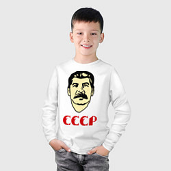 Лонгслив хлопковый детский Сталин: СССР, цвет: белый — фото 2