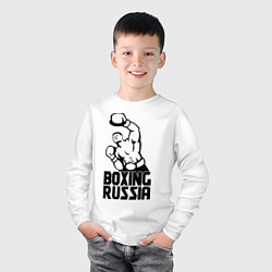 Лонгслив хлопковый детский Boxing russia, цвет: белый — фото 2