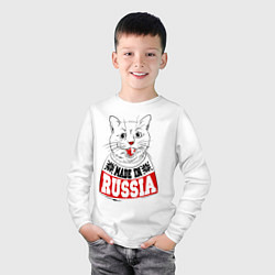 Лонгслив хлопковый детский Made in Russia: киса, цвет: белый — фото 2