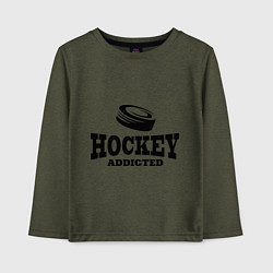 Лонгслив хлопковый детский Hockey addicted, цвет: меланж-хаки