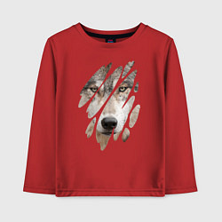 Лонгслив хлопковый детский Волк - моё второе Я, цвет: красный