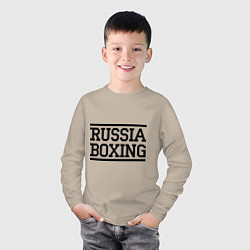 Лонгслив хлопковый детский Russia boxing, цвет: миндальный — фото 2