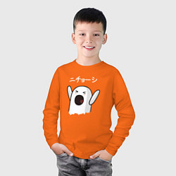 Лонгслив хлопковый детский Ничоси азиат, цвет: оранжевый — фото 2