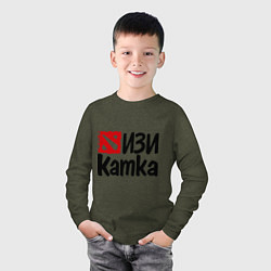 Лонгслив хлопковый детский Изи катка, цвет: меланж-хаки — фото 2