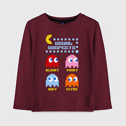 Лонгслив хлопковый детский Pac-Man: Usual Suspects, цвет: меланж-бордовый