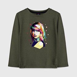 Лонгслив хлопковый детский Taylor Swift Art, цвет: меланж-хаки