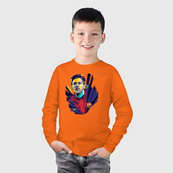 Лонгслив хлопковый детский Messi Art, цвет: оранжевый — фото 2
