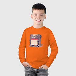 Лонгслив хлопковый детский Вымершие виды, цвет: оранжевый — фото 2