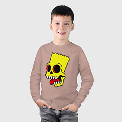 Лонгслив хлопковый детский Bart Skull, цвет: пыльно-розовый — фото 2