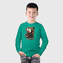 Лонгслив хлопковый детский Anaheim Ducks, цвет: зеленый — фото 2