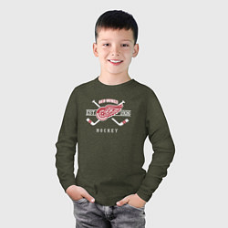 Лонгслив хлопковый детский Detroit Red Wings: Est.1926, цвет: меланж-хаки — фото 2