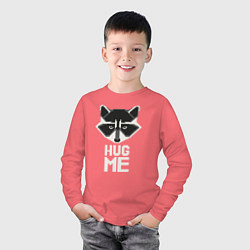 Лонгслив хлопковый детский Raccoon: Hug me, цвет: коралловый — фото 2