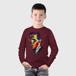 Лонгслив хлопковый детский Lionel Messi: fun-art, цвет: меланж-бордовый — фото 2