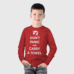 Лонгслив хлопковый детский Dont panic & Carry a Towel, цвет: красный — фото 2
