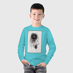 Лонгслив хлопковый детский Космонавт, цвет: бирюзовый — фото 2