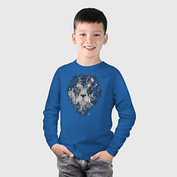 Лонгслив хлопковый детский Расписной лев, цвет: синий — фото 2