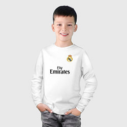 Лонгслив хлопковый детский Real Madrid: Fly Emirates, цвет: белый — фото 2