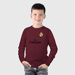 Лонгслив хлопковый детский Real Madrid: Fly Emirates, цвет: меланж-бордовый — фото 2