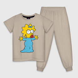 Пижама хлопковая детская Maggie Simpson, цвет: миндальный