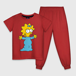 Пижама хлопковая детская Maggie Simpson, цвет: красный