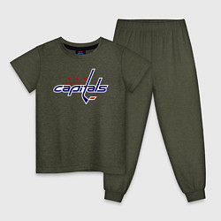 Пижама хлопковая детская Washington Capitals, цвет: меланж-хаки