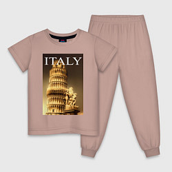 Пижама хлопковая детская Leaning tower of Pisa, цвет: пыльно-розовый