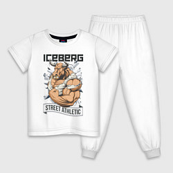 Пижама хлопковая детская Bull | Iceberg, цвет: белый