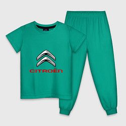 Пижама хлопковая детская Citroen, цвет: зеленый