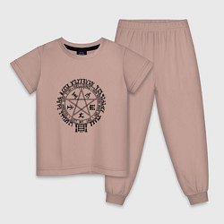 Пижама хлопковая детская Hellsing Pentagram, цвет: пыльно-розовый