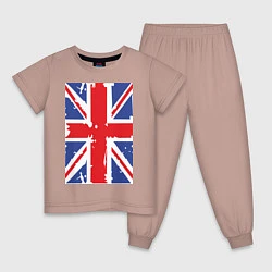 Пижама хлопковая детская Британский флаг, цвет: пыльно-розовый