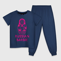 Пижама хлопковая детская Русская Барби, цвет: тёмно-синий