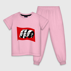 Пижама хлопковая детская Маркс, Энгельс, Ленин, цвет: светло-розовый
