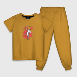 Пижама хлопковая детская Отличный день для боя, цвет: горчичный