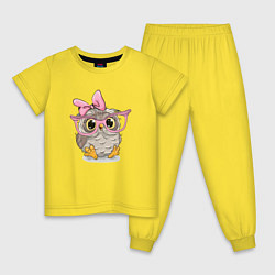 Пижама хлопковая детская Совушка, цвет: желтый