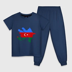 Пижама хлопковая детская Azerbaijan map, цвет: тёмно-синий