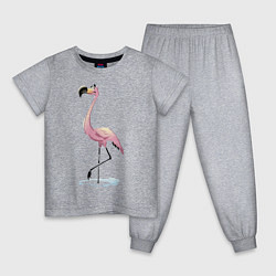 Пижама хлопковая детская Гордый фламинго, цвет: меланж