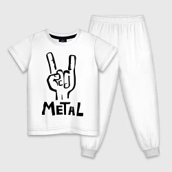 Пижама хлопковая детская Metal, цвет: белый