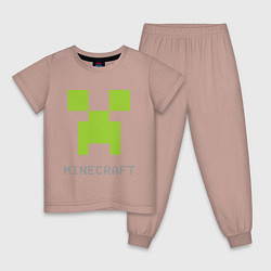 Детская пижама Minecraft logo grey