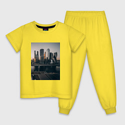 Пижама хлопковая детская Moscow City, цвет: желтый