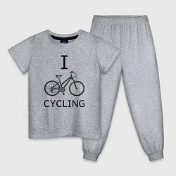 Пижама хлопковая детская I love cycling, цвет: меланж