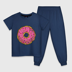 Пижама хлопковая детская Сладкий пончик, цвет: тёмно-синий