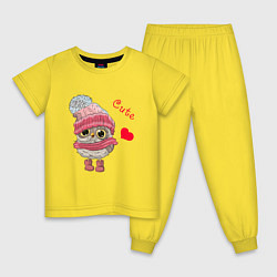 Пижама хлопковая детская Cute Owl, цвет: желтый