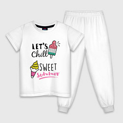 Пижама хлопковая детская Летние радости, цвет: белый
