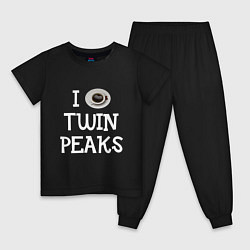 Пижама хлопковая детская I love Twin Peaks, цвет: черный
