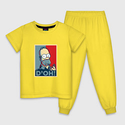 Пижама хлопковая детская D'oh Poster, цвет: желтый
